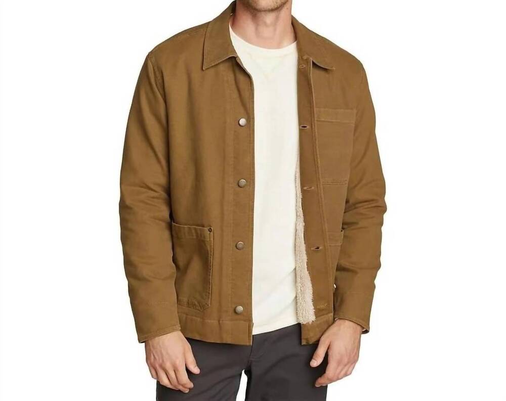 NEW EDDIE BAUER elkhorn canvas workwear shirt jacket in camel